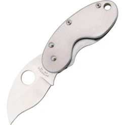 Spyderco 29P Cricket Framelock Folding Stainless Pocket Knife With Brushed Stainless Handles