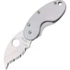 Spyderco 29S Cricket Serrated Framelock Folding Pocket Knife With Brushed Stainless Handles