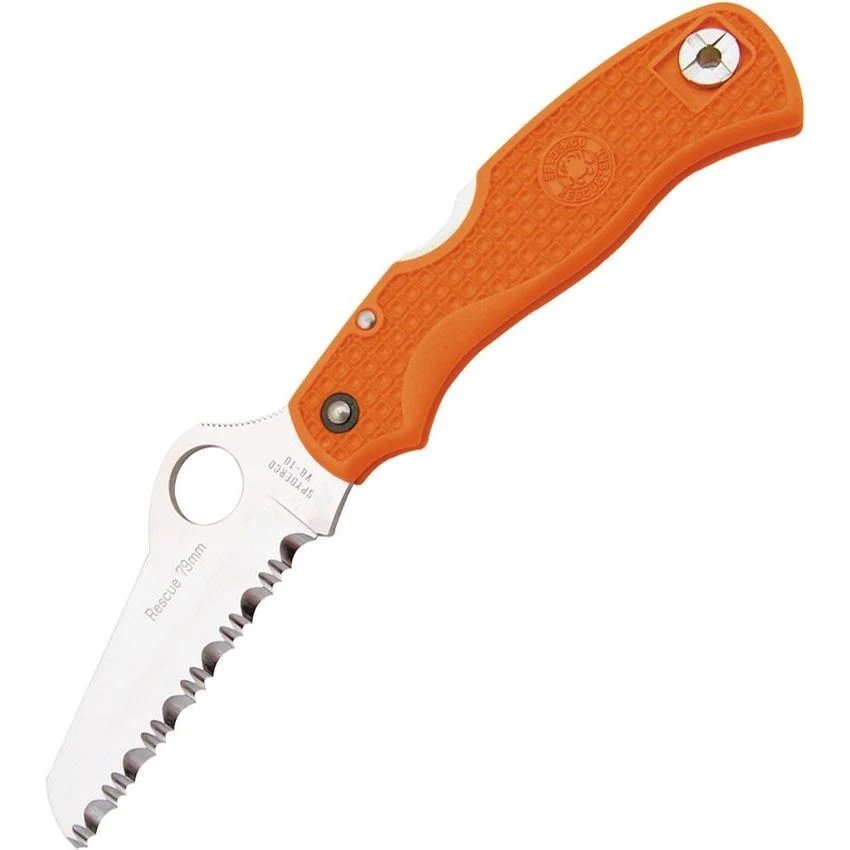 Spyderco 45SOR Rescue 79Mm Mariner Style Blade Lockback Folding Pocket Knife With Orange Nylon Resin Handles 1 Spyderco 45SOR Rescue 79Mm Mariner Style Blade Lockback Folding Pocket Knife With Orange Nylon Resin Handles