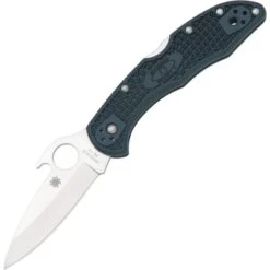Spyderco 11PGYW Delica 4 Wave Lockback Folding Pocket Knife With Black Nylon Resin Handles