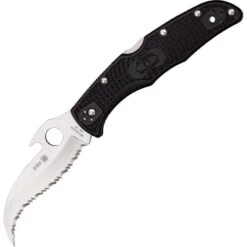 Spyderco 12SBK2W Matriarch 2 Lockback Folding Pocket Knife With Black Fiberglass Reinforced Nylon Handles