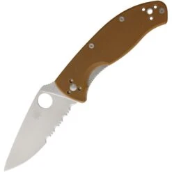 Spyderco 122GPSBN Tenacious Brown G10 Plain Linerlock Folding Pocket Knife
