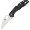 Spyderco 11FPWCBK Delica Plain Wharncliffe Blade Knife With Black Bi-Directional Texture FRN Handle