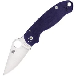 Spyderco 223GPDBL Para 3 Compression Lock Linerlock Folding Satin Finish Blade Pocket Knife With Blue G10 Handle