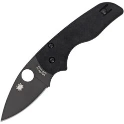 Spyderco 230GPBBK Lil Native Compression Lock DLC Coated Stainless Blade Knife With Black G10 Handle
