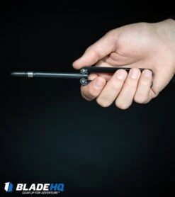 BaliYo By Spyderco Butterfly Pen Fisher Space Pen (Black/Gray) USA Made -Spyderco BaliYo by Spyderco Pen Butterfly Flipper Black BHQ 4501 kp in hand web 1