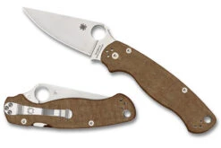 Spyderco Paramilitary 2 - Brown Canvas Micarta - Cru-Wear Blade