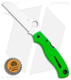 Spyderco Atlantic Salt Folding Dive Knife Green FRN (3.69" Satin LC200N) -Spyderco Spyderco Atlantic Salt Folding Dive Knife Green FRN 3.69 Satin LC200N BHQ 116277 LS Bottlecap