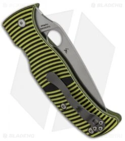 Spyderco Caribbean Compression Lock Knife Black/Yellow G-10 (Satin) C217GP -Spyderco Spyderco Caribbean Compression Lock Black Yellow G 10 Satin C217GP BHQ 67330 jr side