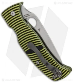 Spyderco Caribbean Compression Lock Knife Black/Yellow G-10 (Full Serr) C217GS -Spyderco Spyderco Caribbean Compression Lock Black Yellow G 10 Satin Serr C217GS BHQ 67354 jr side