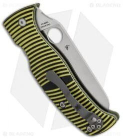 Spyderco Caribbean Sheepsfoot Knife Black/Yellow G-10 (3.7" Satin) C217GPSF -Spyderco Spyderco Caribbean Sheepsfoot Compression Lock Black Yellow G 10 Satin C217GPSF BHQ 67355 jr side