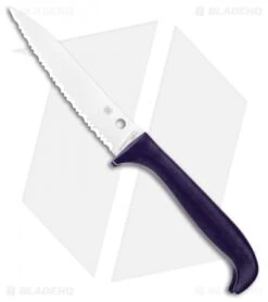 Spyderco Counter Puppy Kitchen Knife Purple (3.4" Satin Full Serr) K20SPR