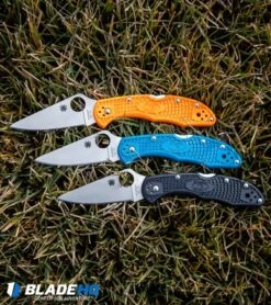 Spyderco Delica 4 Knife Flat-Ground Blue FRN (2.88" Satin) C11FPBL -Spyderco Spyderco Delica 4 Knife Flat Ground Orange FRN Satin C11FPOR BHQ 10397 kp grass web