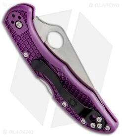 Spyderco Delica 4 Knife Flat Ground Purple FRN (2.88" Satin) C11FPPR -Spyderco Spyderco Delica 4 Purple Flat Ground C11FPPR BHQ 5332 jr side
