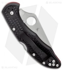 Spyderco Delica 4 Thin Red Line Knife Black FRN (2.9" Serr Satin) C11FPSBKRD -Spyderco Spyderco Delica 4 Thin Red Line Knife Black FRN 2.9 Serr Satin C11FPSBKRD BHQ 125867 LS Side
