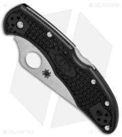 Spyderco Delica 4 Knife Black FRN Folder (2.88" Satin Full Serr) C11SBK -Spyderco Spyderco Delica 4 black FRN satin full serr BHQ 1560 er spine