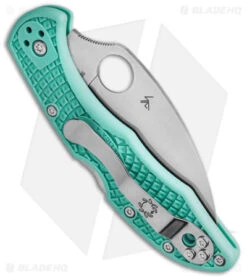Spyderco Delica 4 Lightweight Wharncliffe Knife Teal FRN (2.9" Satin) C11FPWCTL -Spyderco Spyderco Delica 4 lightweigt Wharncliffe Knife Teal FRN 2in Satin BHQ 142789 td side jr