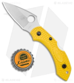 Spyderco Dragonfly 2 Salt Lockback Knife Yellow FRN (2.25" Satin H2) C28PYL2 -Spyderco Spyderco Dragonfly 2 Salt Yellow FRN Satin BHQ 9301 jr bottlecap