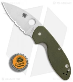 Spyderco Efficient Liner Lock Knife Green G-10 (3" Satin Serr) C216GPSGR -Spyderco Spyderco Efficient Green G10 Part Serr BHQ 85709 er bottlecap