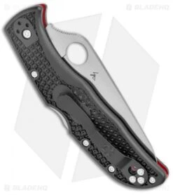 Spyderco Endela Thin Red Line Knife Black FRN (3.4" Serr Satin) C243FPSBKRD -Spyderco Spyderco Endela Thin Red Line Black FRN Satin Serr C243FPSBKRD BHQ 125866 jr side