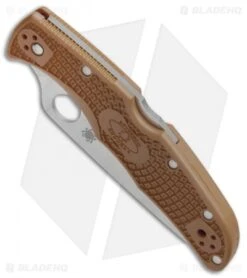 Spyderco Endura 4 Knife Flat Ground Brown FRN (3.75" Satin Plain) C10FPBN -Spyderco Spyderco Endura 4 Brown C10FPBN BHQ 5334 jr spine 2