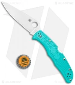 Spyderco Endura 4 Knife Flat Ground Tantalizing Teal FRN (3.75" Satin) -Spyderco Spyderco Endura 4 Flat Ground Tantalizing Teal FRN Satin C10FPTLS30V BHQ 112174 jr bottlecap