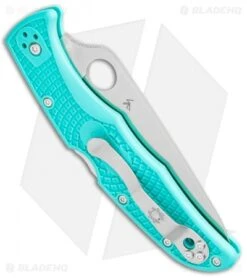 Spyderco Endura 4 Knife Flat Ground Tantalizing Teal FRN (3.75" Satin) -Spyderco Spyderco Endura 4 Flat Ground Tantalizing Teal FRN Satin C10FPTLS30V BHQ 112174 jr side