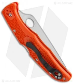 Spyderco Endura 4 Knife Flat Ground Orange FRN (3.75" Satin) C10FPOR -Spyderco Spyderco Endura 4 Orange FRN C10FPOR BHQ 10396 jr side 2