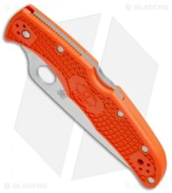 Spyderco Endura 4 Knife Flat Ground Orange FRN (3.75" Satin) C10FPOR -Spyderco Spyderco Endura 4 Orange FRN C10FPOR BHQ 10396 jr spine 2