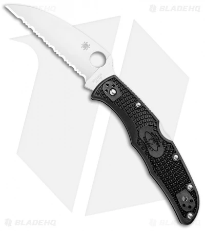Spyderco Endura 4 Wharncliffe Back Lock Knife Black FRN (3.75" Satin Serr) 1 Spyderco Endura 4 Wharncliffe Back Lock Knife Black FRN (3.75" Satin Serr)
