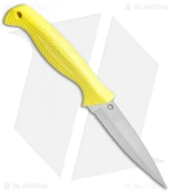 Spyderco Fish Hunter Salt Knife Yellow (4.39" Satin Full Serr) FB40SYL -Spyderco Spyderco Fish Hunter Salt Yellow Full Serr FB40SYL BHQ 50837 jr spine