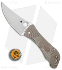 Spyderco Hundred Pacer Liner Lock Knife Brown/Tan G-10 (4" Satin) C225GP -Spyderco Spyderco Hundred Pacer Brown Tan G10 Satin BHQ 67331 er bottlecap