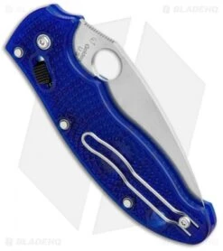 Spyderco Manix 2 Lightweight Knife Translucent Dusk Blue 86mm (3.39" Satin) -Spyderco Spyderco Manix 2 Translucent Dusk Blue 86mm Satin C101PBL BHQ 7989 jr side