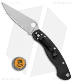 Spyderco Military Left-Hand Liner Lock Knife Black G-10 (4" Satin S30V) C36GPLE -Spyderco Spyderco Military Left Hand black G10 satin BHQ 7164 er bottlecap