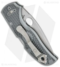 Spyderco Native 5 Lightweight Lockback Knife Gray FRN (3" Satin Maxamet) C41PGY5 -Spyderco Spyderco Native 5 Lightweight Gray FRN Satin Maxamet C41PGY5 BHQ 50849 jr side 2