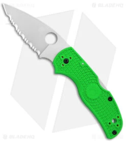 Spyderco Native 5 Salt Lockback Knife Green FRN (3" Satin LC200N Serr) C41SGR5