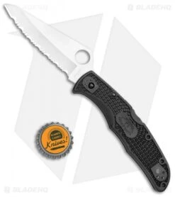 Spyderco Pacific Salt 2 Lockback Knife Black FRN (3.4" Satin Serr) C91SBK2 -Spyderco Spyderco Pacific Salt 2 LB Black FRN Satin Serr C91SBK2 BHQ 106204 jr bottlecap