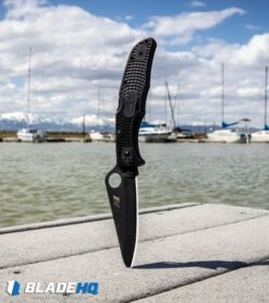 Spyderco Pacific Salt 2 Lockback Knife Black FRN (3.4" Black) C91PBBK2 -Spyderco Spyderco Pacific Salt 2 Lockback Knife Black FRN Black C91PBBK2 BHQ 106201 kp dock web