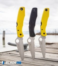 Spyderco Pacific Salt H-1 Knife C91SBK Black FRN (3.81" Satin Serr) -Spyderco Spyderco Pacific Salt H 1 Knife C91SYL Yellow FRN Satin Serr BHQ 8216 kp dock web