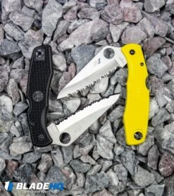 Spyderco Pacific Salt H-1 Knife C91SBK Black FRN (3.81" Satin Serr) -Spyderco Spyderco Pacific Salt H 1 Knife C91SYL Yellow FRN Satin Serr BHQ 8216 kp rocks web