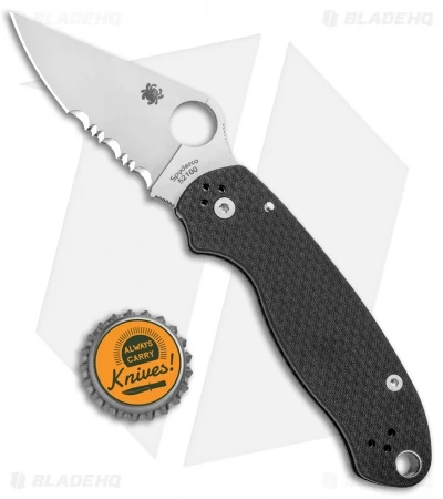 Spyderco Para 3 Compression Lock Knife Carbon Fiber (3" Satin Serr 52100) 4 Spyderco Para 3 Compression Lock Knife Carbon Fiber (3" Satin Serr 52100) - Image 4