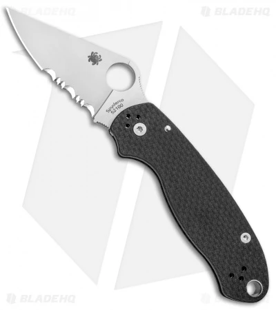 Spyderco Para 3 Compression Lock Knife Carbon Fiber (3" Satin Serr 52100) 1 Spyderco Para 3 Compression Lock Knife Carbon Fiber (3" Satin Serr 52100)
