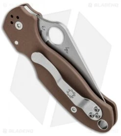 Spyderco Para 3 Sprint Run Compression Lock Knife Brown G-10 (3" Satin) C223GPBN -Spyderco Spyderco Para 3 Sprint Run Compression Lock Brown G 10 Satin C223GPBN BHQ 81012 jr side