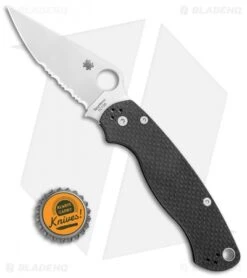 Spyderco Paramilitary 2 Knife Carbon Fiber (3.4" Satin Serr 52100) -Spyderco Spyderco Paramilitary 2 CF BHQ 37160 er bottlecap 2