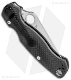 Spyderco Paramilitary 2 Knife Carbon Fiber (3.4" Satin Serr 52100) -Spyderco Spyderco Paramilitary 2 CF Satin Serr C81CF52100PS2 BHQ 37160 jr side