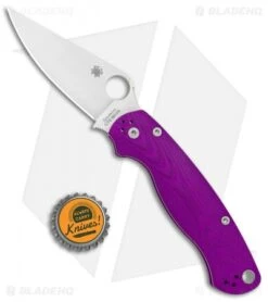 Spyderco Paramilitary 2 Compression Lock Knife Purple Aluminum (3.4" Satin) BHQ -Spyderco Spyderco Paramilitary 2 Purple Aluminum Satin C81ALPPR2 BHQ 137752 jr bottlecap