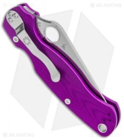 Spyderco Paramilitary 2 Compression Lock Knife Purple Aluminum (3.4" Satin) BHQ -Spyderco Spyderco Paramilitary 2 Purple Aluminum Satin C81ALPPR2 BHQ 137752 jr side
