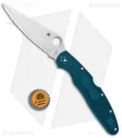 Spyderco Police 4 Lightweight Knife Blue FRN (4.3" Satin Serr) C07FP4K390 -Spyderco Spyderco Police 4 Lightweight Blue FRN Saitn Serr C07FS4K390 BHQ 125870 jr bottlecap