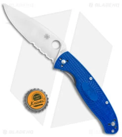 Spyderco Resilience Lightweight Liner Lock Knife Blue FRN (4.3" Serr) C142PSBL -Spyderco Spyderco Resilience Lightweight LL Blue FRN Satin Serr C142PSBL BHQ 125855 jr bottlecap