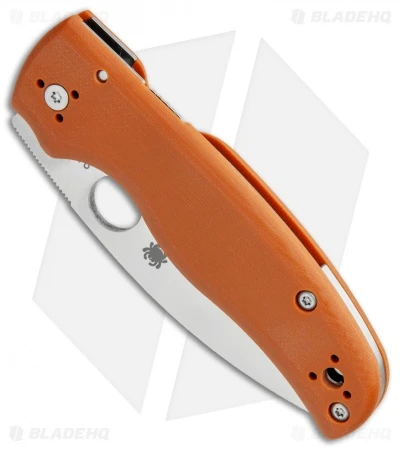 Spyderco Shaman Compression Lock Knife Orange G-10 (3.6" Satin REX 45) Sprint 2 Spyderco Shaman Compression Lock Knife Orange G-10 (3.6" Satin REX 45) Sprint - Image 2